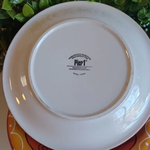 Pier 1 Hand-Painted Ironstone Salad Plate Set | 4 Piece | 8.25” Diameter - Picture 6 of 7